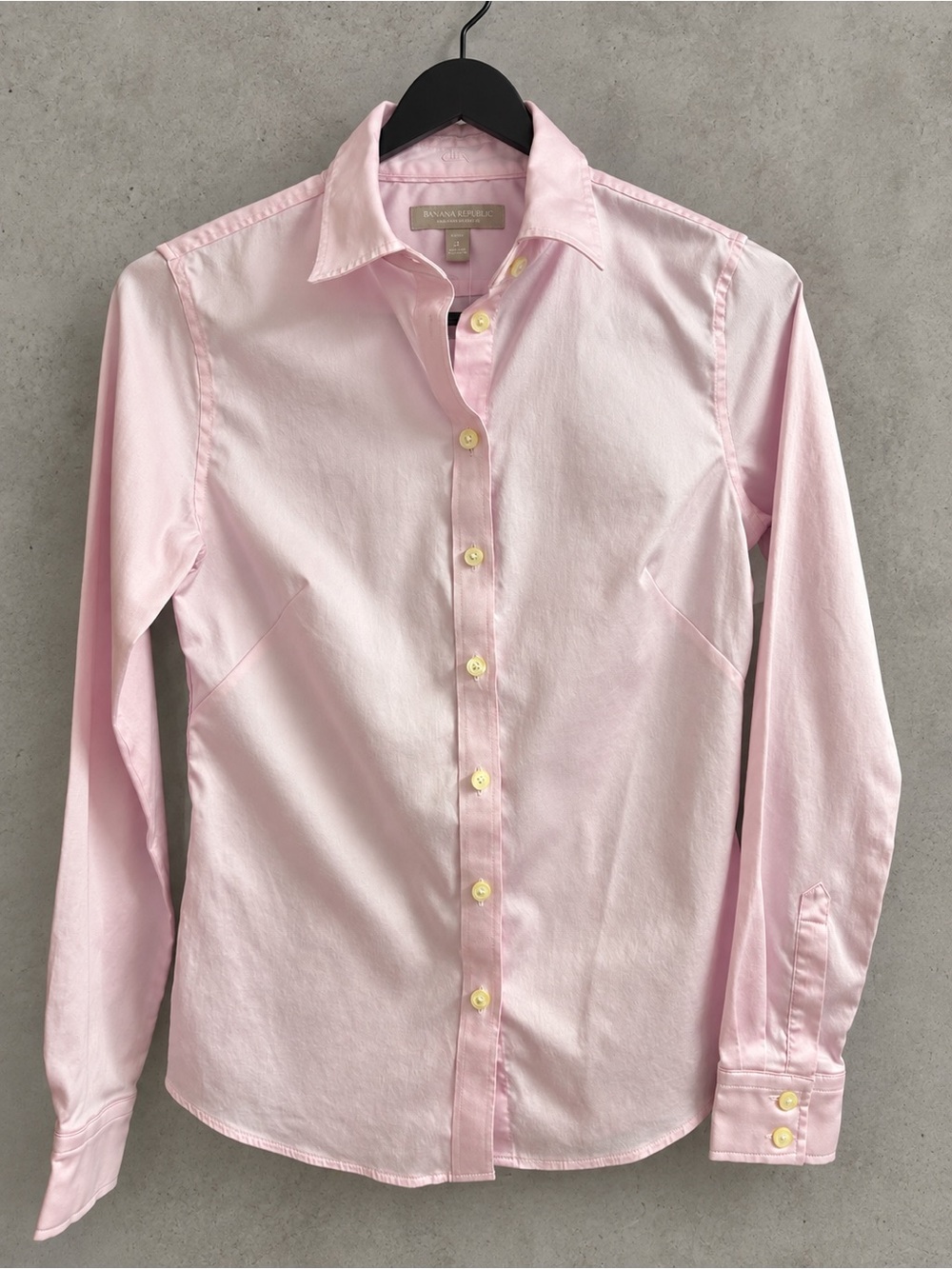 Banana Republic Pink Non-Iron Fitted Shirt 2P Petite Cotton Stretch